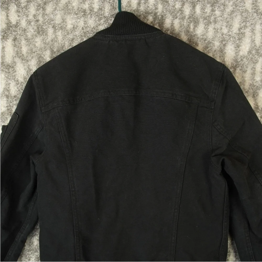 Levi’s Quilted Bomber Trucker Jacket MA-1 Sleeve Zip Pocket Mens Size XS Black